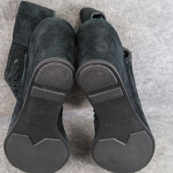 Via Spiga Shoes Womens 9 Sandal Bootie Wedge Ankle Strap Leather Open Toe Black - Picture 12 of 14